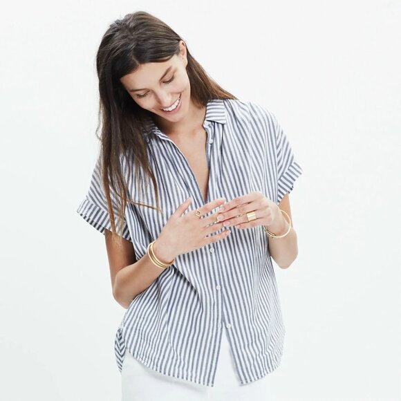 Madewell Central Drapey Shirt Chambray Stripe XS Button Down - Picture 1 of 7